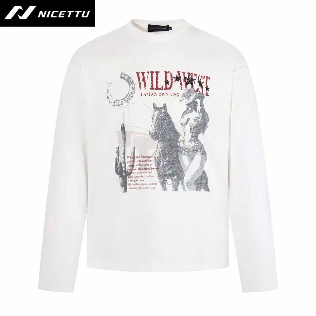 NICETTU Bieber blockbuster printed long-sleeved loose