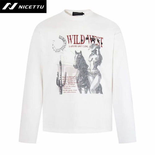 NICETTU Bieber blockbuster printed long-sleeved loose