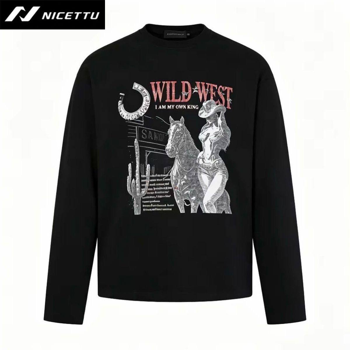 NICETTU Bieber blockbuster printed long-sleeved loose